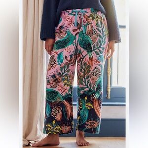 Raphael Balme For Anthropologie Peacock Flannel Sleep Pants, size M
